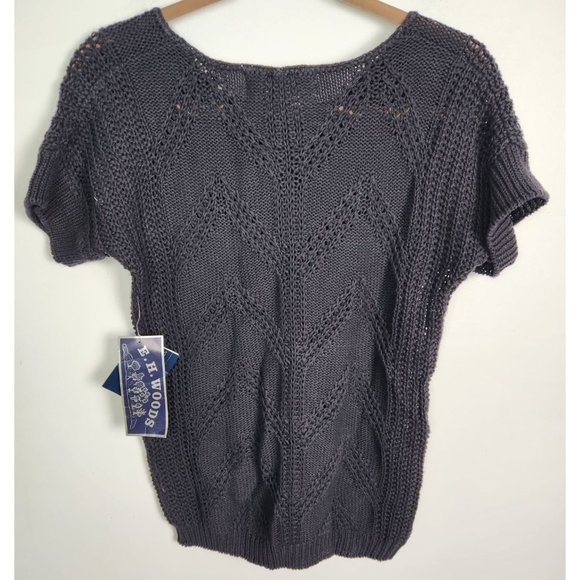 Vtg. E.H. Woods Women's Sz. M Black Knit Short Sleeve Sweater NWT - Picture 6 of 6